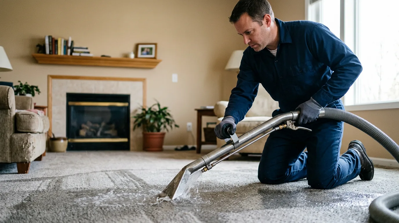 Water damage restoration technician working near Cleveland, WI